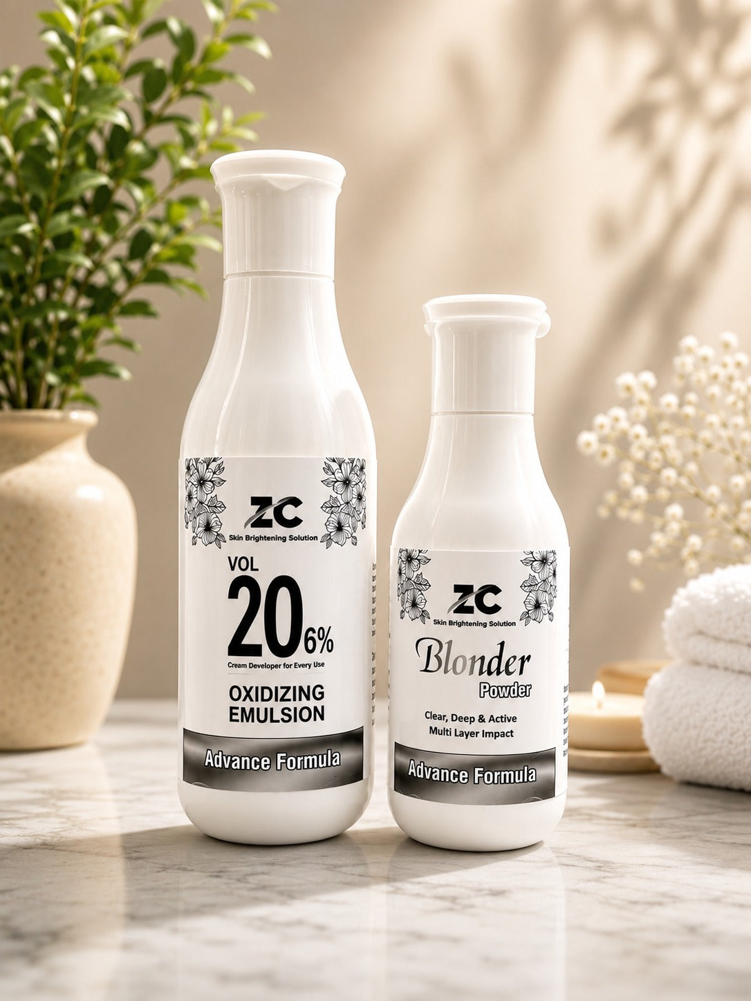 Z Care Skin Brightening Solution - Vol 20 (6%) Oxidizing Emulsion & Blonder Powder Set